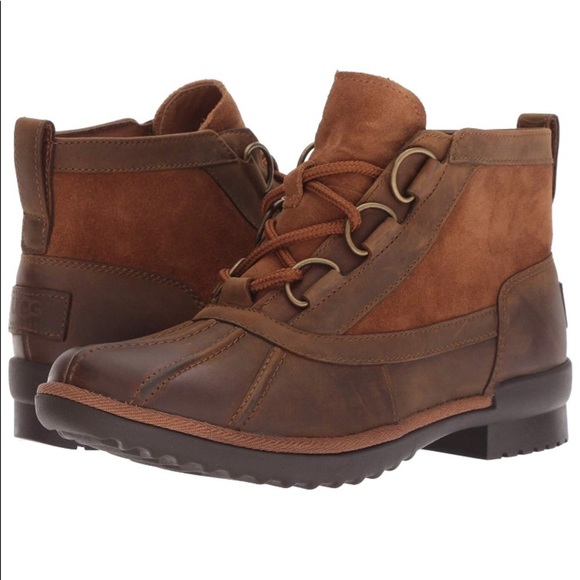 Ugg Heather Chestnut Brown Waterproof Duck Boots - Picture 1 of 11
